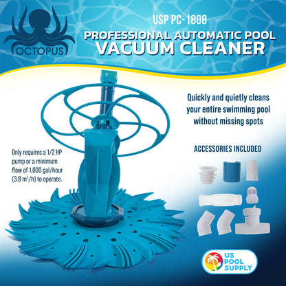 Octopus Professional Automatic Pool Vacuum Cleaner & Hose Set - Powerful Suction, Removes Swimming Pool Debris, Cleans Floors, Walls
