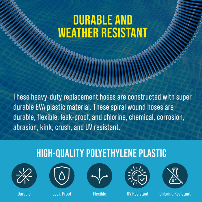 1.5" Heavy-Duty Above Ground Pool Hose Replacement Kit - 2 Durable 6 Foot Hoses, 2 Connection Adapters, 4 Clamps - Compatible with Intex Pool Filter Pumps
