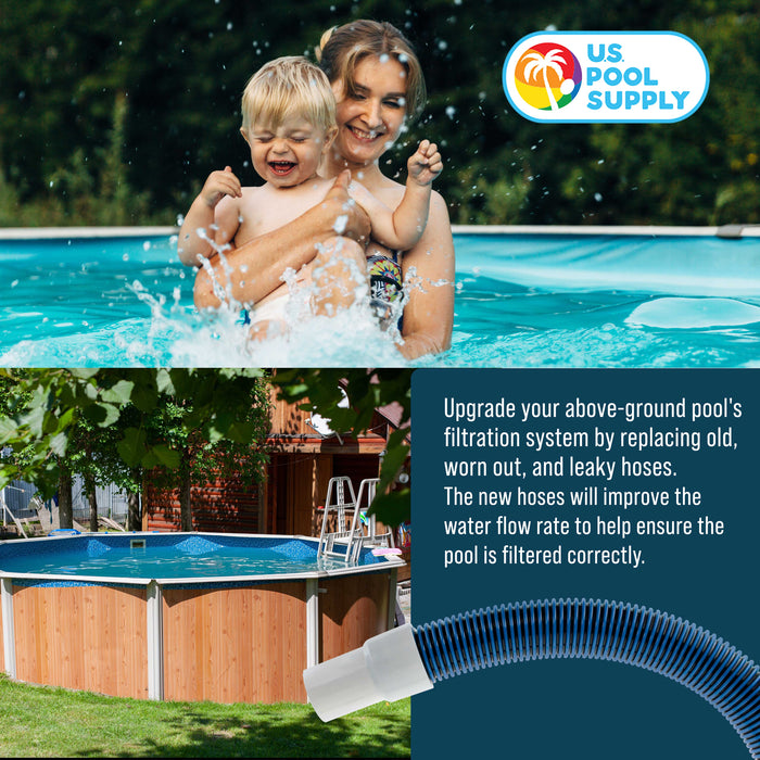 1.5" Heavy-Duty Above Ground Pool Hose Replacement Kit - 2 Durable 6 Foot Hoses, 2 Connection Adapters, 4 Clamps - Compatible with Intex Pool Filter Pumps