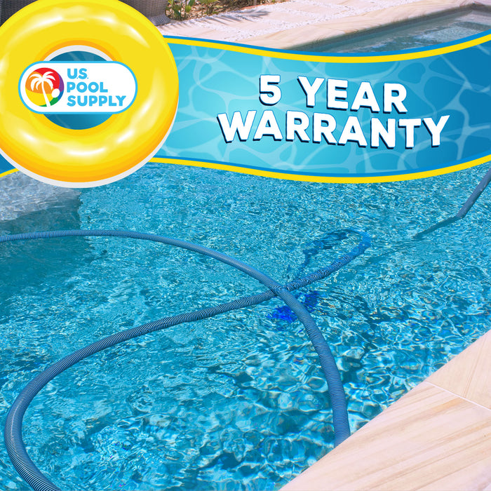 U.S. Pool Supply® 1-1/2" x 30 Foot Heavy Duty Spiral Wound Swimming Pool Vacuum Hose with Kink-Free Swivel Cuff, Flexible - Connect to Vacuum Heads