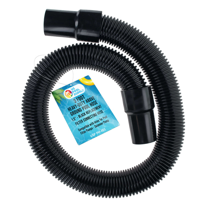 3 Foot Heavy-Duty Above Ground Pool Hose, 1.5" - Black Replacement Filter Connecting Hose, Flexible Spiral Wound EVA - Compatible with Intex for Pool Filter Pumps - Skimmer Pump