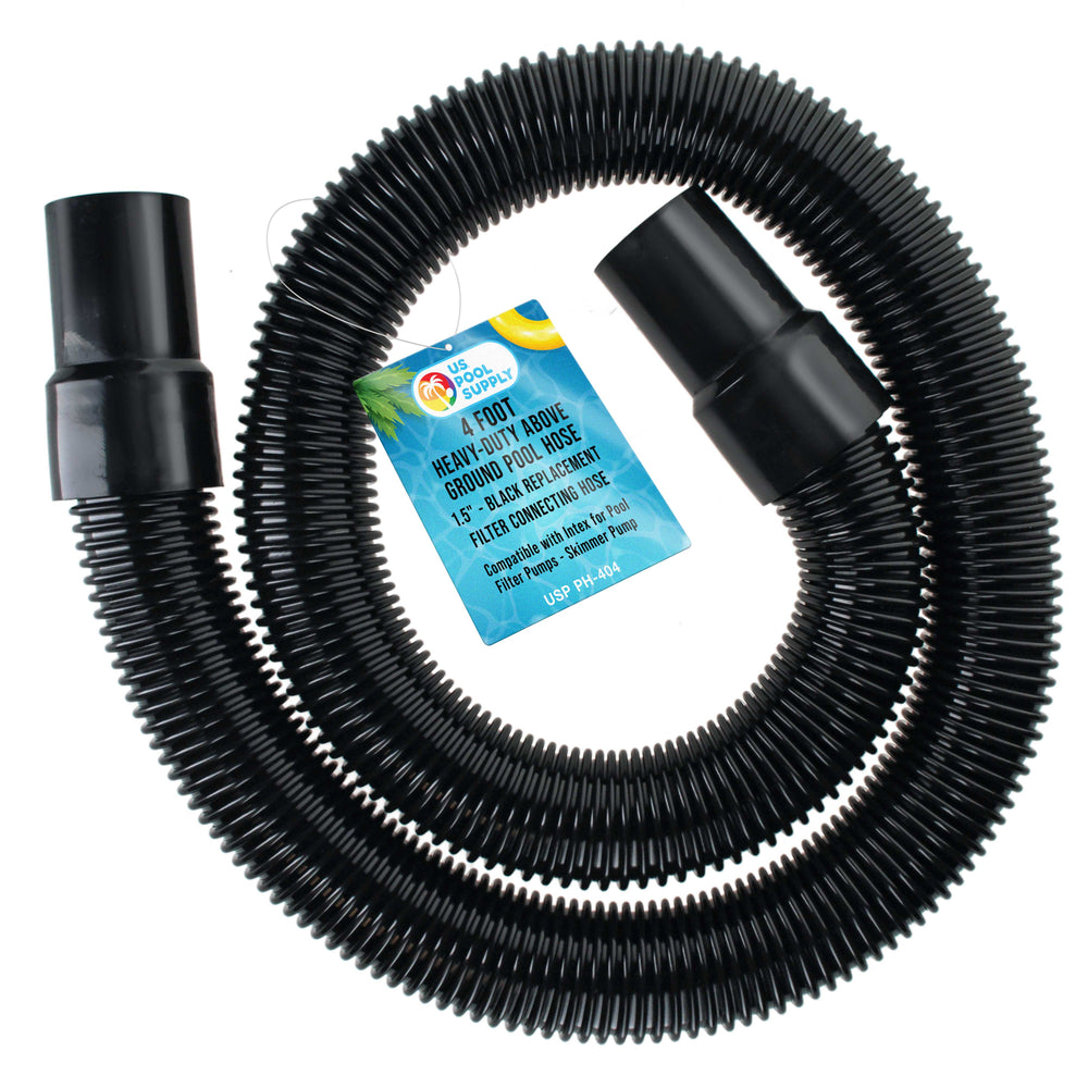 4 Foot Heavy-Duty Above Ground Pool Hose, 1.5" - Black Replacement Filter Connecting Hose, Flexible Spiral Wound EVA - Compatible with Intex for Pool Filter Pumps - Skimmer Pump