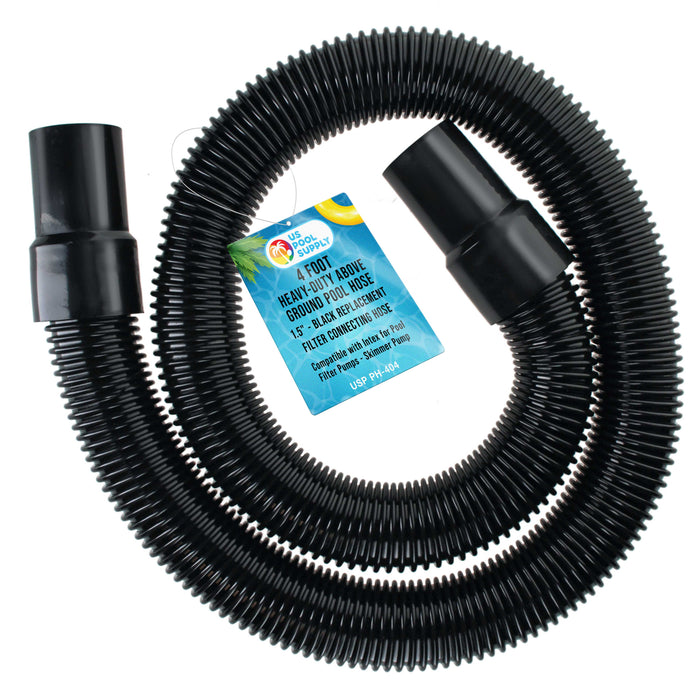 4 Foot Heavy-Duty Above Ground Pool Hose, 1.5" - Black Replacement Filter Connecting Hose, Flexible Spiral Wound EVA - Compatible with Intex for Pool Filter Pumps - Skimmer Pump