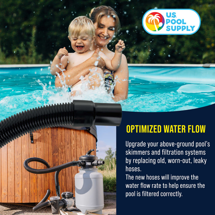 6 Foot Heavy-Duty Above Ground Pool Hose, 1.5" - Black Replacement Filter Connecting Hose, Flexible Spiral Wound EVA - Compatible with Intex for Pool Filter Pumps - Skimmer Pump