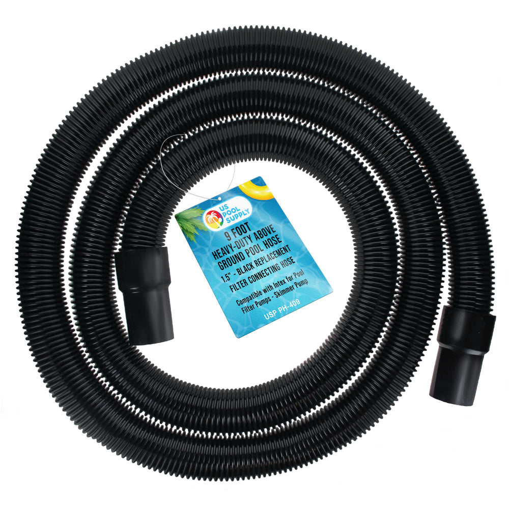 9 Foot Heavy-Duty Above Ground Pool Hose, 1.5" - Black Replacement Filter Connecting Hose, Flexible Spiral Wound EVA - Compatible with Intex for Pool Filter Pumps - Skimmer Pump