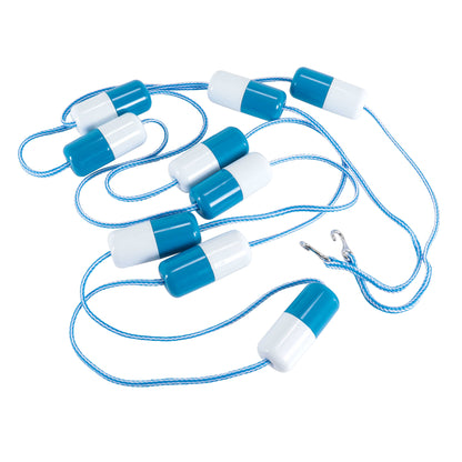 Swimming Pool Adjustable Length 16 to 20 Feet Safety Rope with Floating Buoys - Section Off Hazardous Areas, Dividing Lanes, Hooks