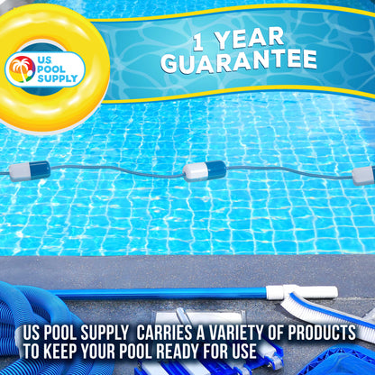 Swimming Pool Adjustable Length 16 to 20 Feet Safety Rope with Floating Buoys - Section Off Hazardous Areas, Dividing Lanes, Hooks