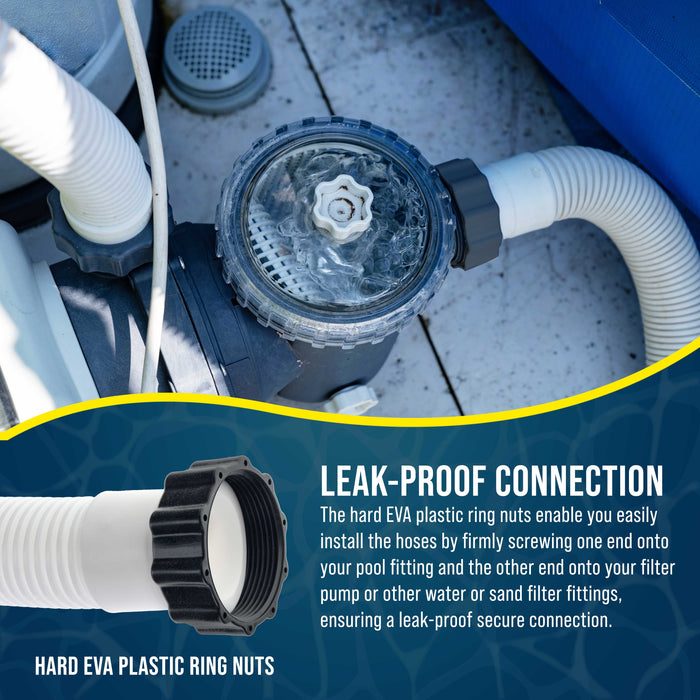 Above Ground Pool Hose Replacement 1.5" Diameter x 40" Long, Pack of 2 - Compatible with Intex Pool Filter Pump Hoses, Sand Filters, Saltwater Systems with 1,500 to 2,500 GPH