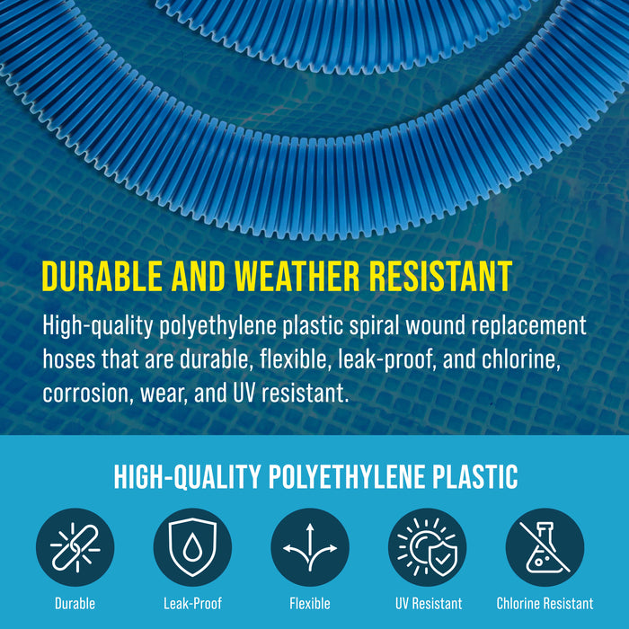 U.S. Pool Supply Above Ground Pool Hose Replacement 1.5" Diameter x 59" Long, Pack of 2, Blue - Compatible with Intex 29060E, Pool Filter Pump Hoses, Sand Filters, Saltwater Systems 1,500 to 2,500 GPH