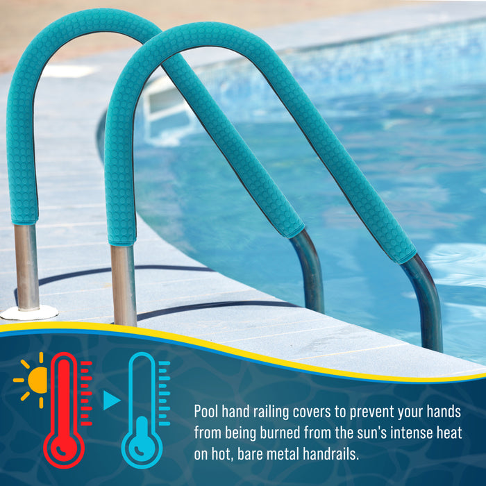 U.S. Pool Supply 4-Foot Pool Handrail Cover with Safety Grip Sleeve and Zipper - Teal Blue Neoprene Slip Resistant Hand Rail Grip - Anti-Slip Comfort
