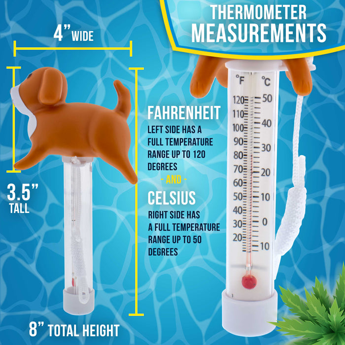 U.S. Pool Supply Floating Paddling Puppy Dog Thermometer - Easy to Read Temperature Display, Measures up to 120°F & 50°C, Swimming Pool Spa, Kids Pool