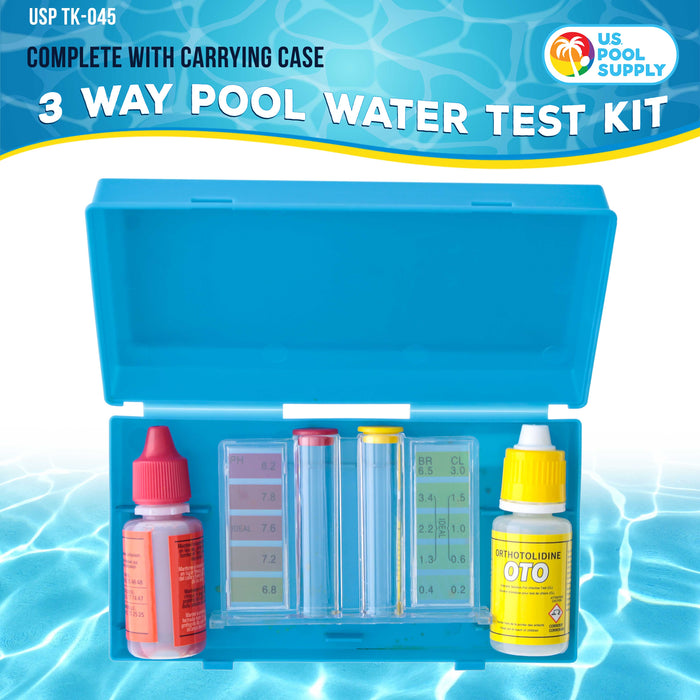 Basic 3-Way Swimming Pool & Spa Test Kit - Tests Water for pH, Chlorine, and Bromine - OTO and Phenol Red Test Solutions - Maintain the Proper Chemical Balance of Pool Water