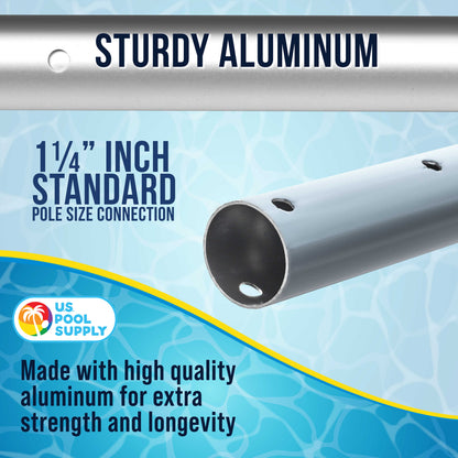 Professional 12-Foot Aluminum Telescopic Swimming Pool Pole, 3 Piece Expandable Step-Up - Twist Locking Cams, Attach Skimmer Nets