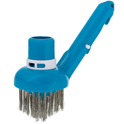Corner Vacuum Head Brush with Stainless Steel Bristles, Adjustable Suction Ring - Scrub Remove Calcium Buildup, Rust Stains Concrete