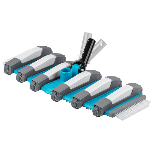 U.S. Pool Supply® 19" Heavy Duty Weighted Flexible Concrete Swimming Pool Vacuum Head with Side Brushes and Metal EZ Clip Handle - Professional Commercial Grade