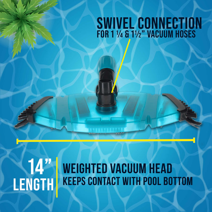 U.S. Pool Supply Professional 14" Rectangular Weighted Super Flexible Swimming Pool Vacuum Head with Side Brushes, Swivel Connection, Above & Inground