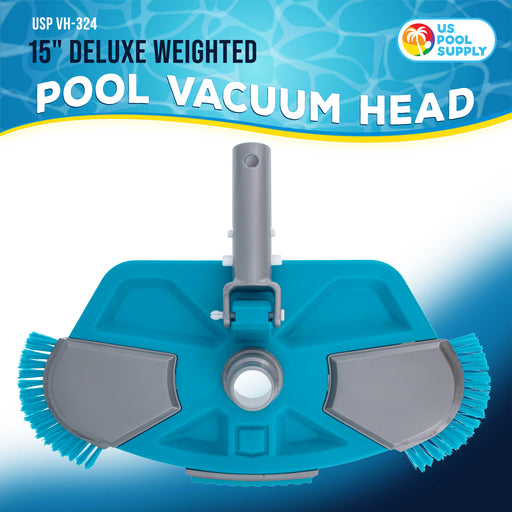 U.S. Pool Supply Deluxe Weighted Pool Vacuum Head with Side Brushes, Swivel Connection, EZ Clip Handle - For Above Ground & In-ground Swimming Pools