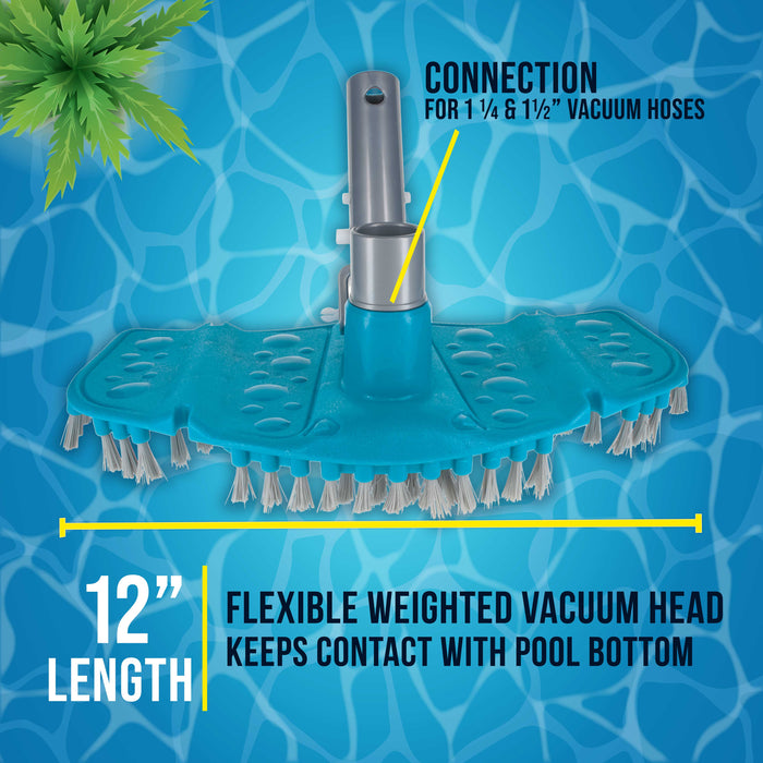 U.S. Pool Supply Very Flexible Weighted Pool Vacuum Head with Bottom Brushes, Swivel Connection, EZ Clip Pole Handle, Above-Ground & Inground Pools