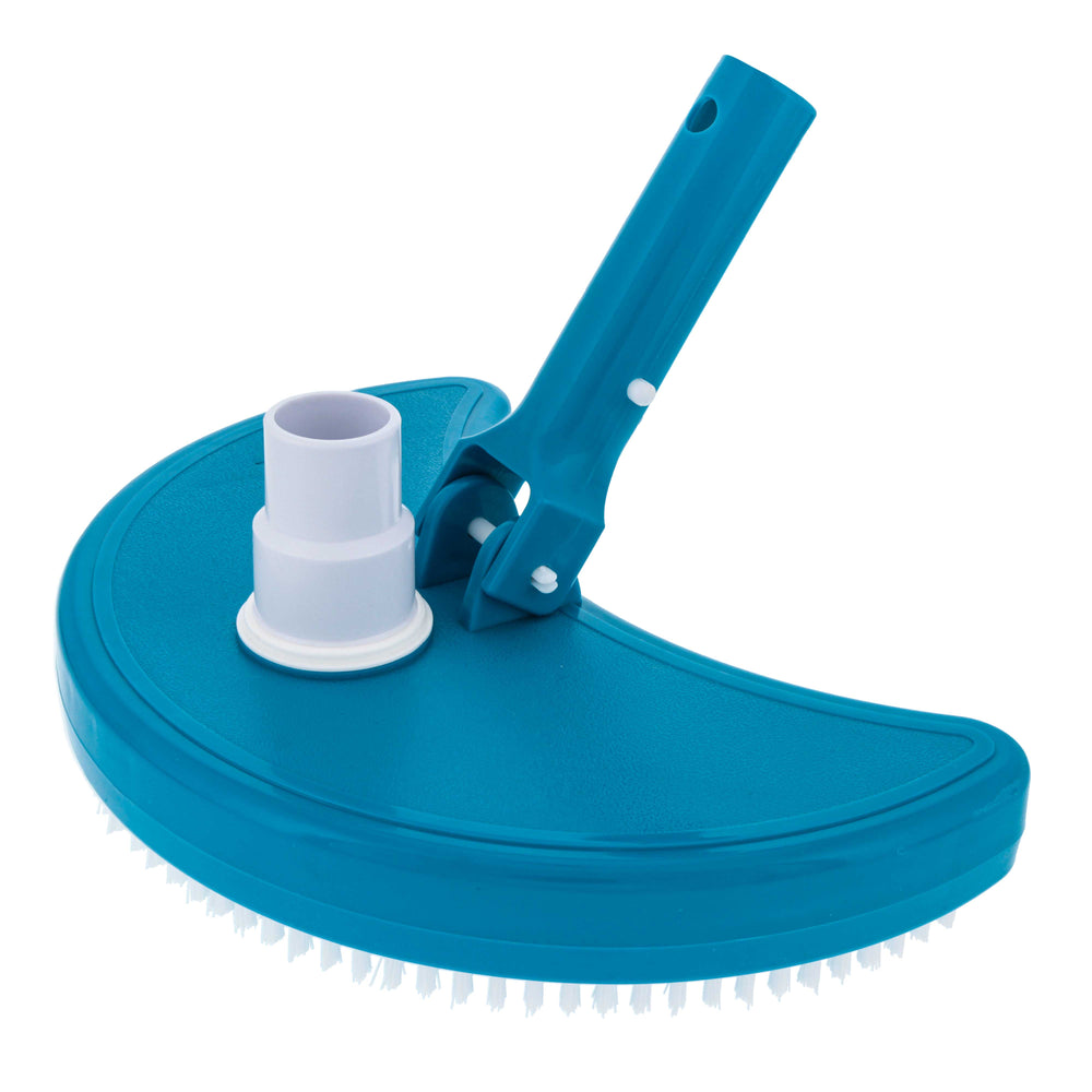 Weighted Half Moon Pool Vacuum Head - Swivel Hose Connection, Pole Handle - Above Ground, In-Ground Swimming Pools, Spas, Vinyl Liner