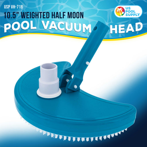 U.S. Pool Supply Weighted Half Moon Pool Vacuum Head - Swivel Hose Connection, Pole Handle - Above Ground, In-Ground Swimming Pools, Spas, Vinyl Liner