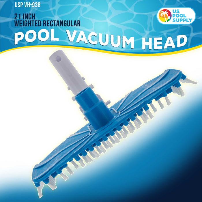 U.S. Pool Supply® Flexible 12" Weighted Pool Vacuum Head with EZ Clip Handle - Connects to Standard 1-1/2" & 1-1/4" Vacuum Hose & 1-1/4" Poles