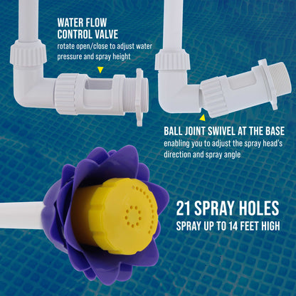 Swimming Pool Flower Shaped Waterfall Spray Fountain - Adjustable Sprinkle Distance, Pool Spray Aerator Cools Water Temperature