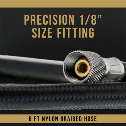 Essential Accessories Kit with 6 ft. Braided Airbrush Hose, Mini Inline Filter, Quick Disconnect, Airflow Adjustment Couplers, and