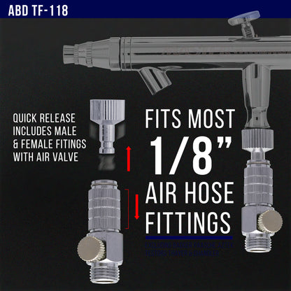 Essential Accessories Kit with 6 ft. Braided Airbrush Hose, Mini Inline Filter, Quick Disconnect, Airflow Adjustment Couplers, and