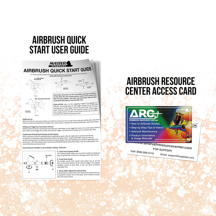 HI-FLOW Precision Pistol Trigger Fixed Dual-Action Gravity Feed Airbrush with High Performance Airbrush Air Compressor with Air Storage Tank