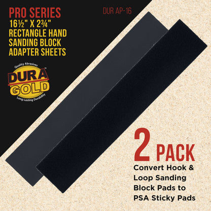 Pro Series Rectangle 16-1/2" Hand Sanding Block Adaptor Sheets to Convert Hook & Loop Longboard Sanding Block Pads to PSA Sticky Pads 2 Pack