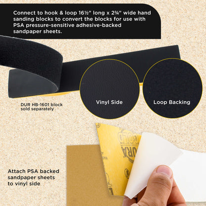 Pro Series Rectangle 16-1/2" Hand Sanding Block Adaptor Sheets to Convert Hook & Loop Longboard Sanding Block Pads to PSA Sticky Pads 2 Pack