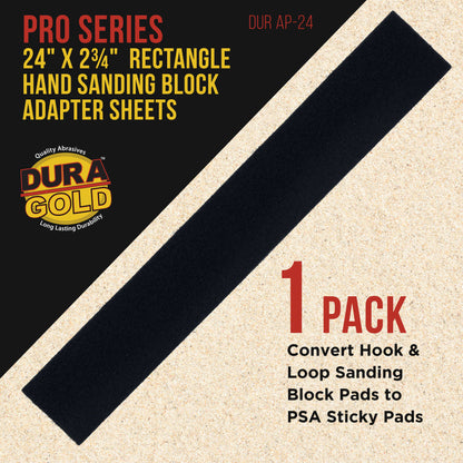 Pro Series Rectangle 24" x 2-3/4" Hand Sanding Block Adaptor Sheet to Convert Hook & Loop Sanding Block Pads to PSA Sticky Pads