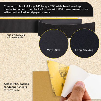 Pro Series Rectangle 24" x 2-3/4" Hand Sanding Block Adaptor Sheet to Convert Hook & Loop Sanding Block Pads to PSA Sticky Pads