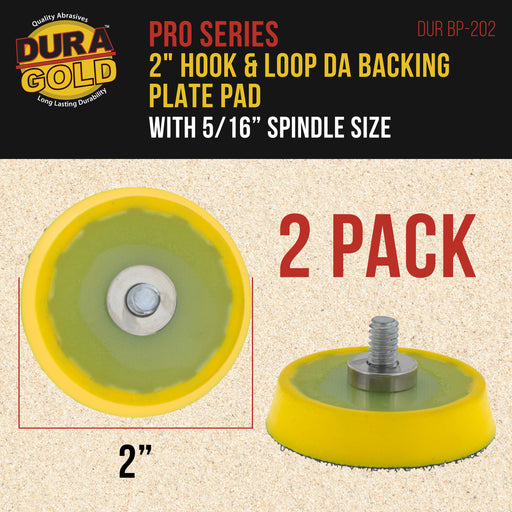 2 Dura-Gold Pro Series 2" Hook & Loop DA Backing Plate Pads with 5/16" Thread Size - Dual-Action Random Orbital Sander Polisher Pad, Sanding Polishing
