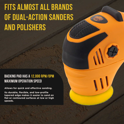 Pro Series 3" Hook & Loop DA Backing Plate Pad - Flexible Dual-Action Random Orbital Sander Polisher Pad, 5/16", Sandpaper Sanding Polishing