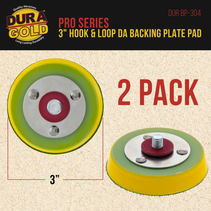 Dura-Gold Pro Series 3" Hook & Loop DA Backing Plate Pad, 2 Pack, Flexible 14mm Thick Dual-Action Random Orbital Sander Polisher Pad Sandpaper Sanding