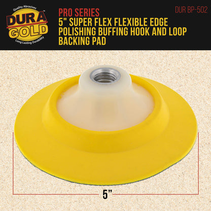 Pro Series 5" Super Flex Flexible Edge Polishing Buffing Hook and Loop Backing Pad, 5/8" - 11 Threads - Rotary Polisher Buffer Backup Pad