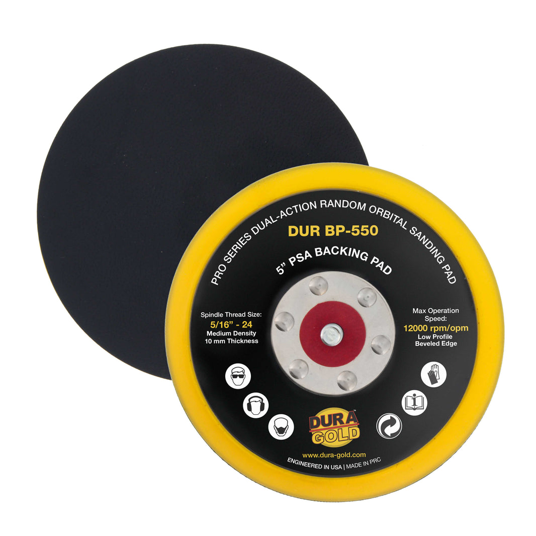 Pro Series 5" PSA DA Sander Backing Plate Pad - Flexible, Dual-Action Random Orbital Sanding Pad, Self-Adhesive Stickyback Sandpaper Discs