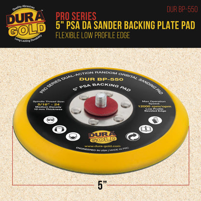 Pro Series 5" PSA DA Sander Backing Plate Pad - Flexible, Dual-Action Random Orbital Sanding Pad, Self-Adhesive Stickyback Sandpaper Discs