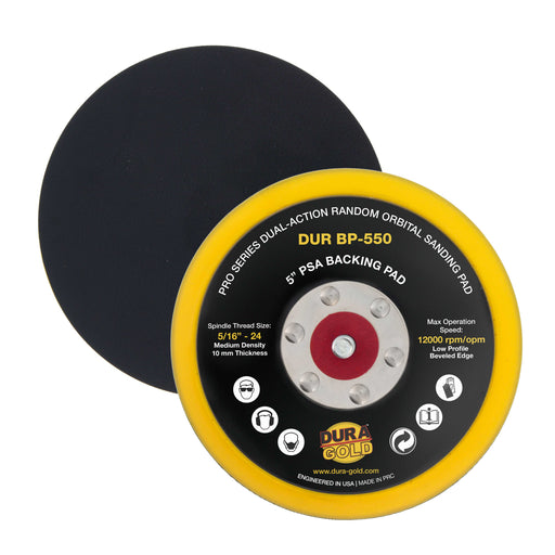 Dura-Gold Pro Series 5" PSA DA Sander Backing Plate Pad - Flexible, Dual-Action Random Orbital Sanding Pad, Self-Adhesive Stickyback Sandpaper Discs