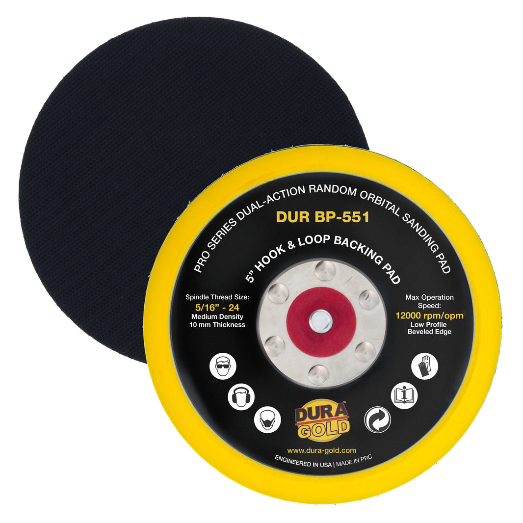 Pro Series 5" Hook & Loop DA Backing Plate Pad - Low Profile Edge, Dual-Action Random Orbital Sanding Pad, Sander Polisher Auto Woodworking