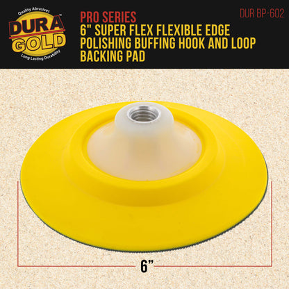Pro Series 6" Super Flex Flexible Edge Polishing Buffing Hook and Loop Backing Pad, 5/8" - 11 Threads - Rotary Polisher Buffer Backup Pad