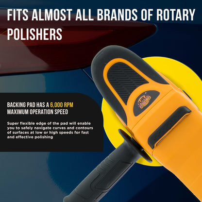 Pro Series 6" Super Flex Flexible Edge Polishing Buffing Hook and Loop Backing Pad, 5/8" - 11 Threads - Rotary Polisher Buffer Backup Pad