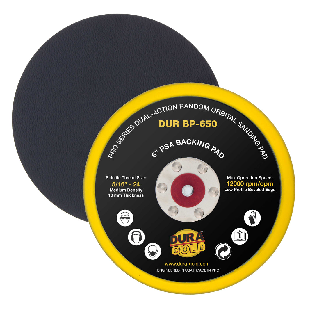 Pro Series 6" PSA DA Sander Backing Plate Pad - Flexible, Dual-Action Random Orbital Sanding Pad, Self-Adhesive Stickyback Sandpaper Discs