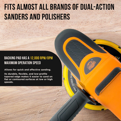 Pro Series 6" Hook & Loop DA Backing Plate Pad, 15 (8 + 6 + 1) Hole Pattern Dustless - Dual-Action Random Orbital Sanding Pad, Sander Auto