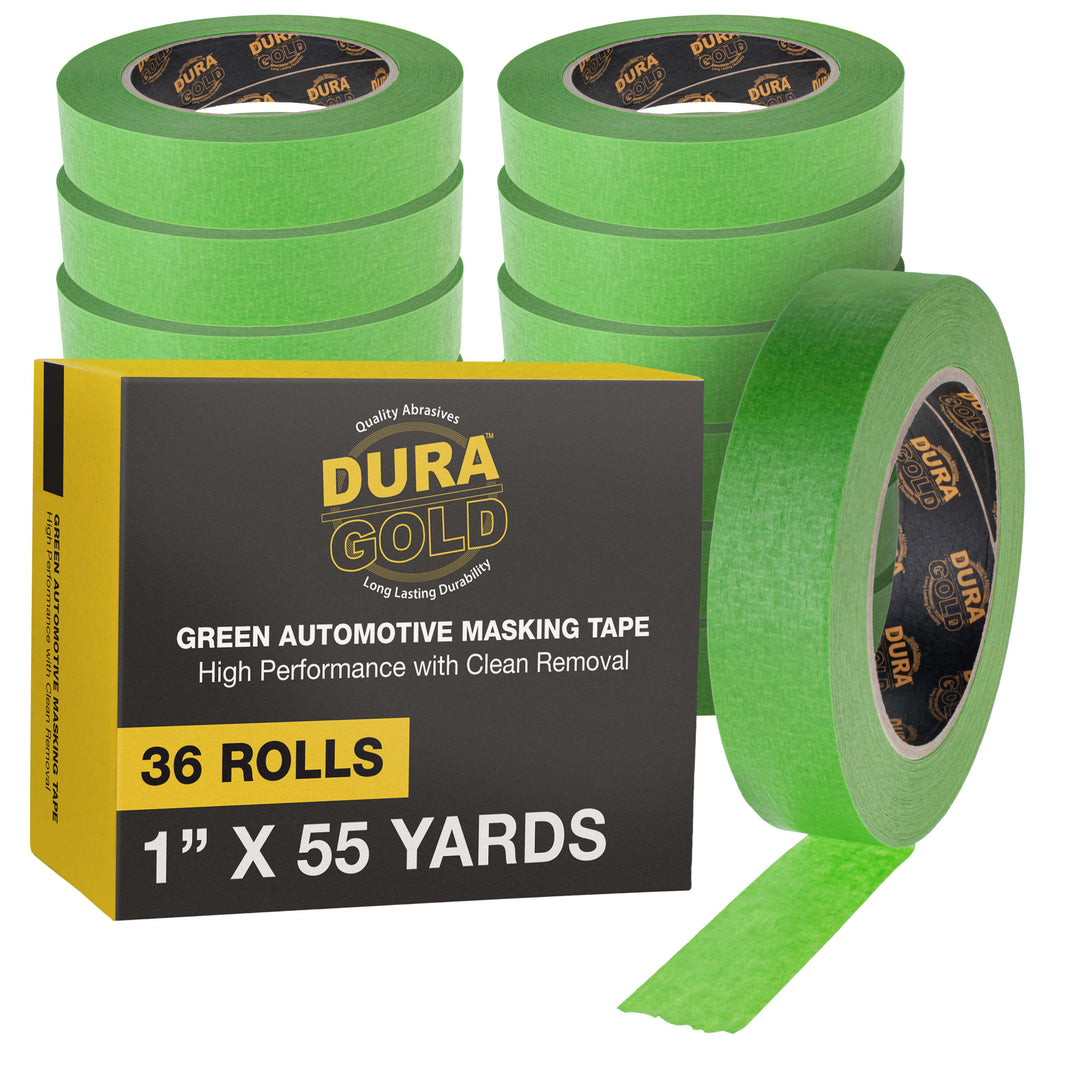 Green Automotive Masking Tape 1 Inch (24mm x 55 Yards), Case of 36 Rolls - Premium High-Performance, Heat Resistant