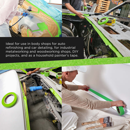 Dura-Gold Green Automotive Masking Tape 1-1/2 Inch (1.41 Inch x 55 Yards), 2 Rolls - Premium High-Performance, Heat Resistant - Auto Refinish Painting, Car Detailing, Autobody Industrial Painters Tape