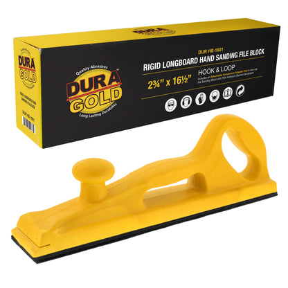 Pro Series Rigid Longboard Hand Sanding File Block, Both Hook & Loop Backing and PSA Backing Conversion Adapter Pad, Rolls 16-1/2" Sandpaper