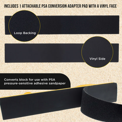 Pro Series Rigid Longboard Hand Sanding File Block, Both Hook & Loop Backing and PSA Backing Conversion Adapter Pad, Rolls 16-1/2" Sandpaper