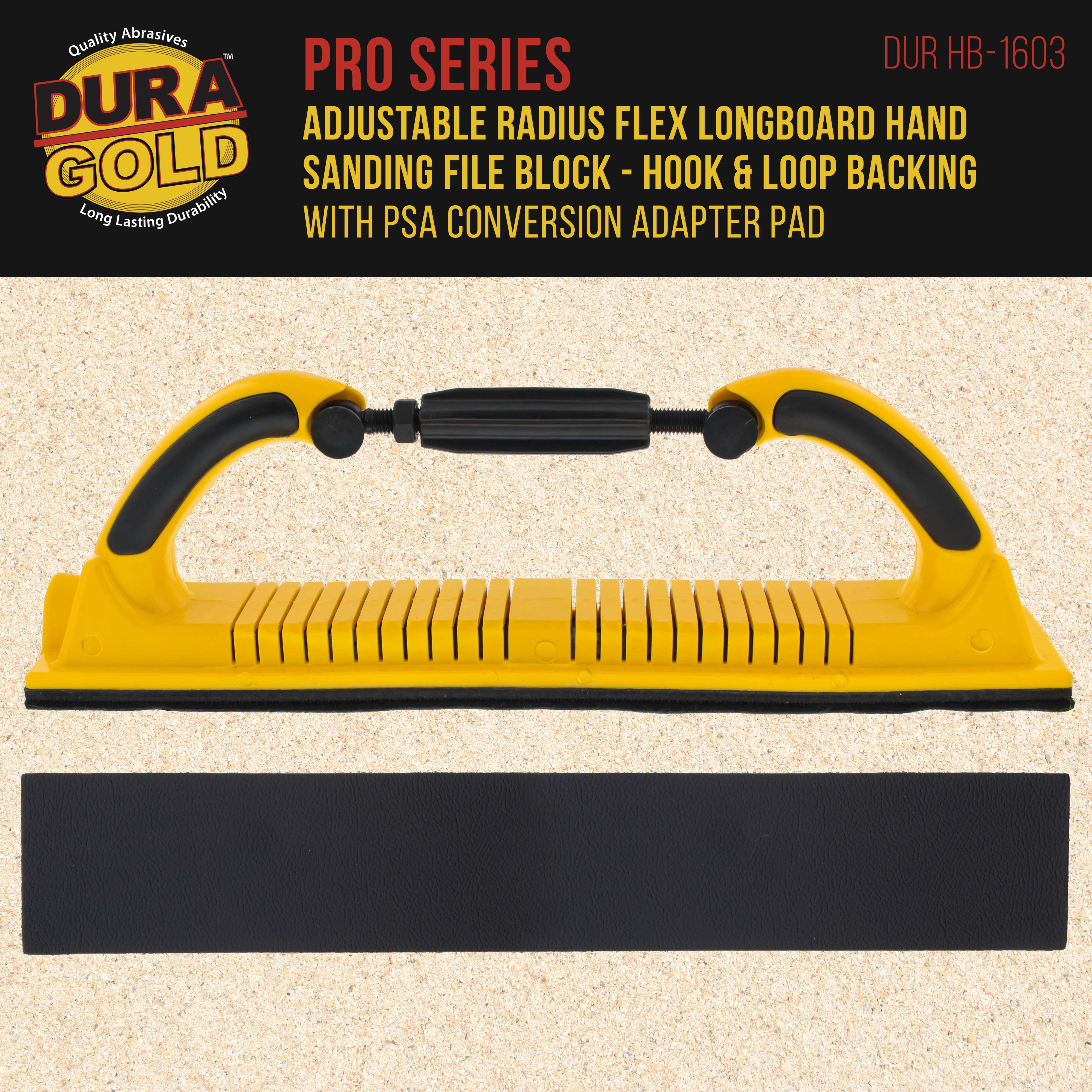 Adjustable Flex Longboard Hand Sanding File Block, Hook & Loop and